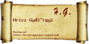 Hricz Györgyi névjegykártya